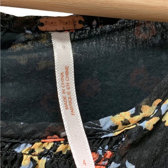 Free People Doll Pants Black Textured Chiffon Floral print, Tunic/Mini dress, 4 - Picture 6 of 7